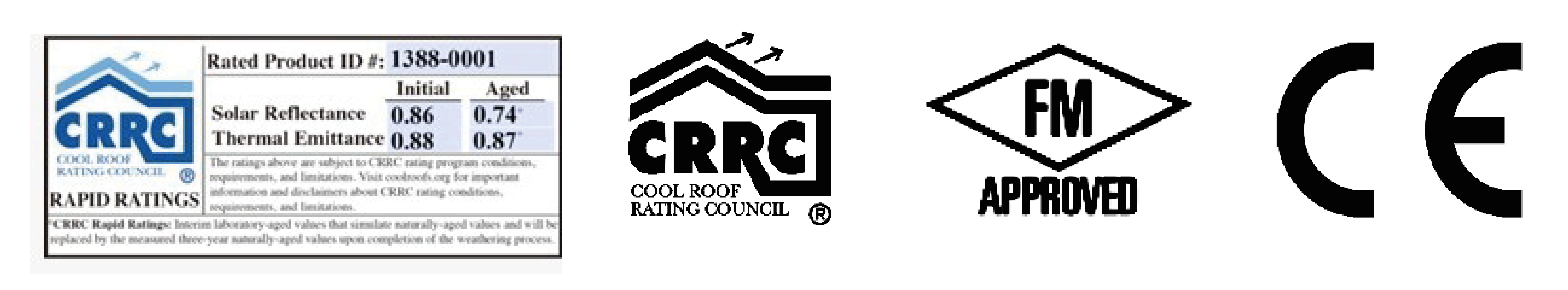 Certificaciones EcoWeld TPO: CRRC Rapid Ratings, Cool Roof Rating Council, FM Approved y CE